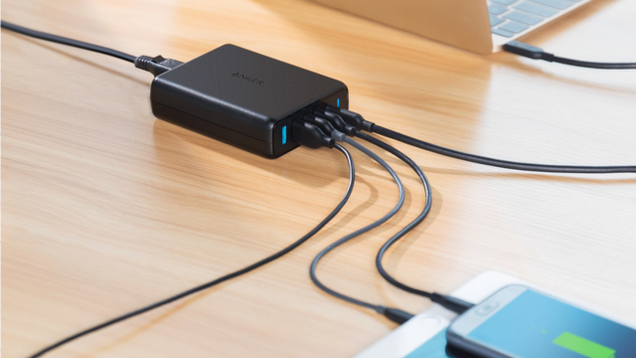 USB Type-C, Anker Premium 5-Port 60W USB Wall Charger | $40 | Amazon